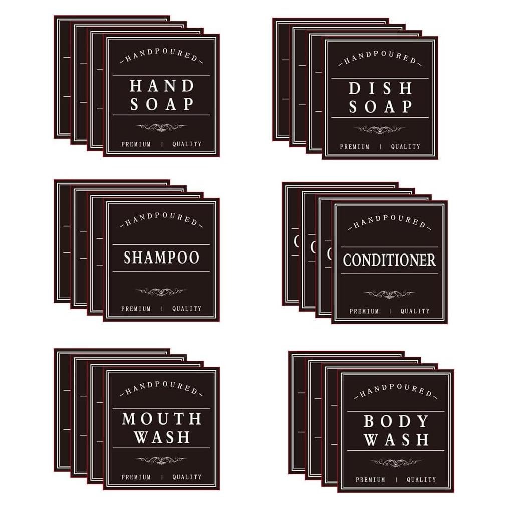 Etiquetas Impermeables Amzlabel 24 Pcs para Botellas de Baño