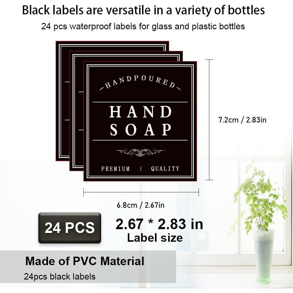 Etiquetas Impermeables Amzlabel 24 Pcs para Botellas de Baño