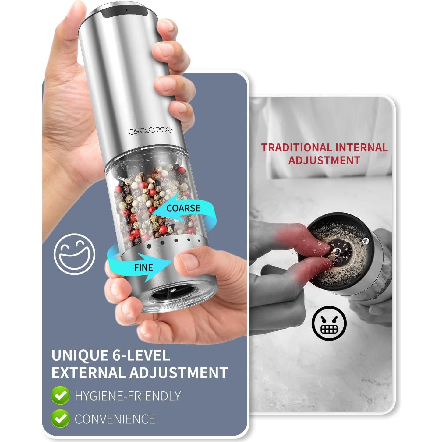 Molinillo de Pimienta Eléctrico CIRCLE JOY Acero Inoxidable 95ml