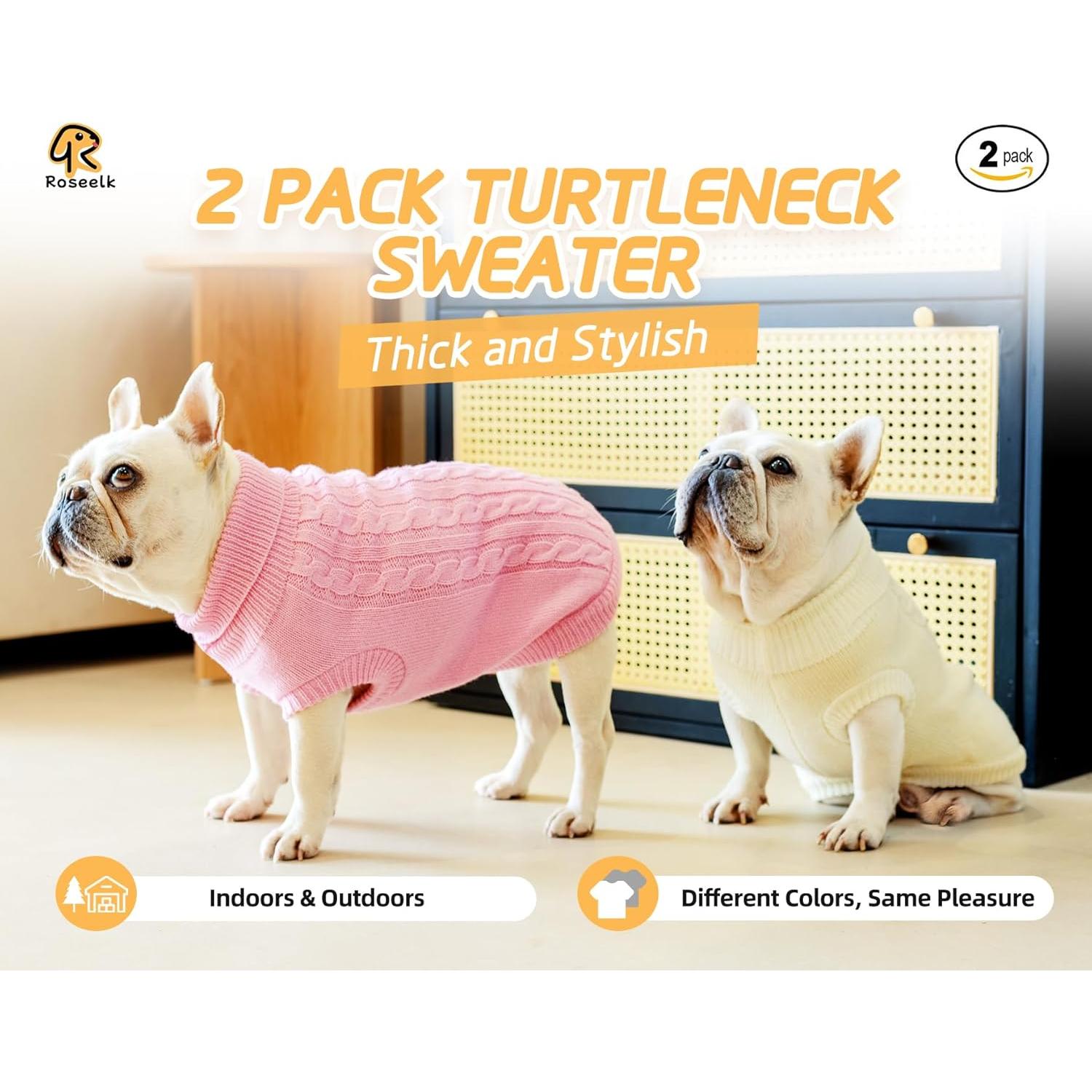 2 Suéteres para Perros Pequeños Roseelk - Ropa Cálida Invierno