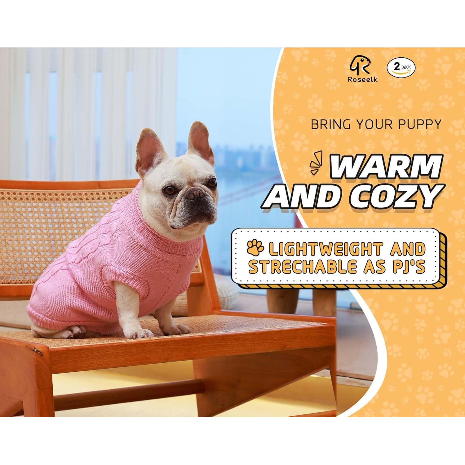 2 Suéteres para Perros Pequeños Roseelk - Ropa Cálida Invierno