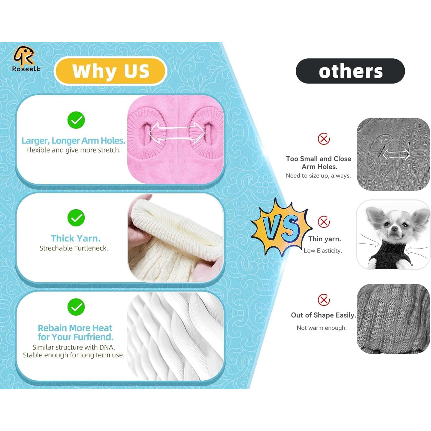 2 Suéteres para Perros Pequeños Roseelk - Ropa Cálida Invierno