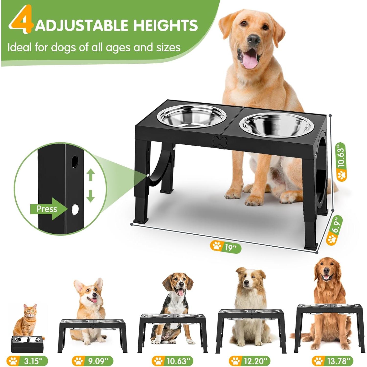 Soporte Elevado para Perros XiaZ Ajustable 4 Alturas Negro