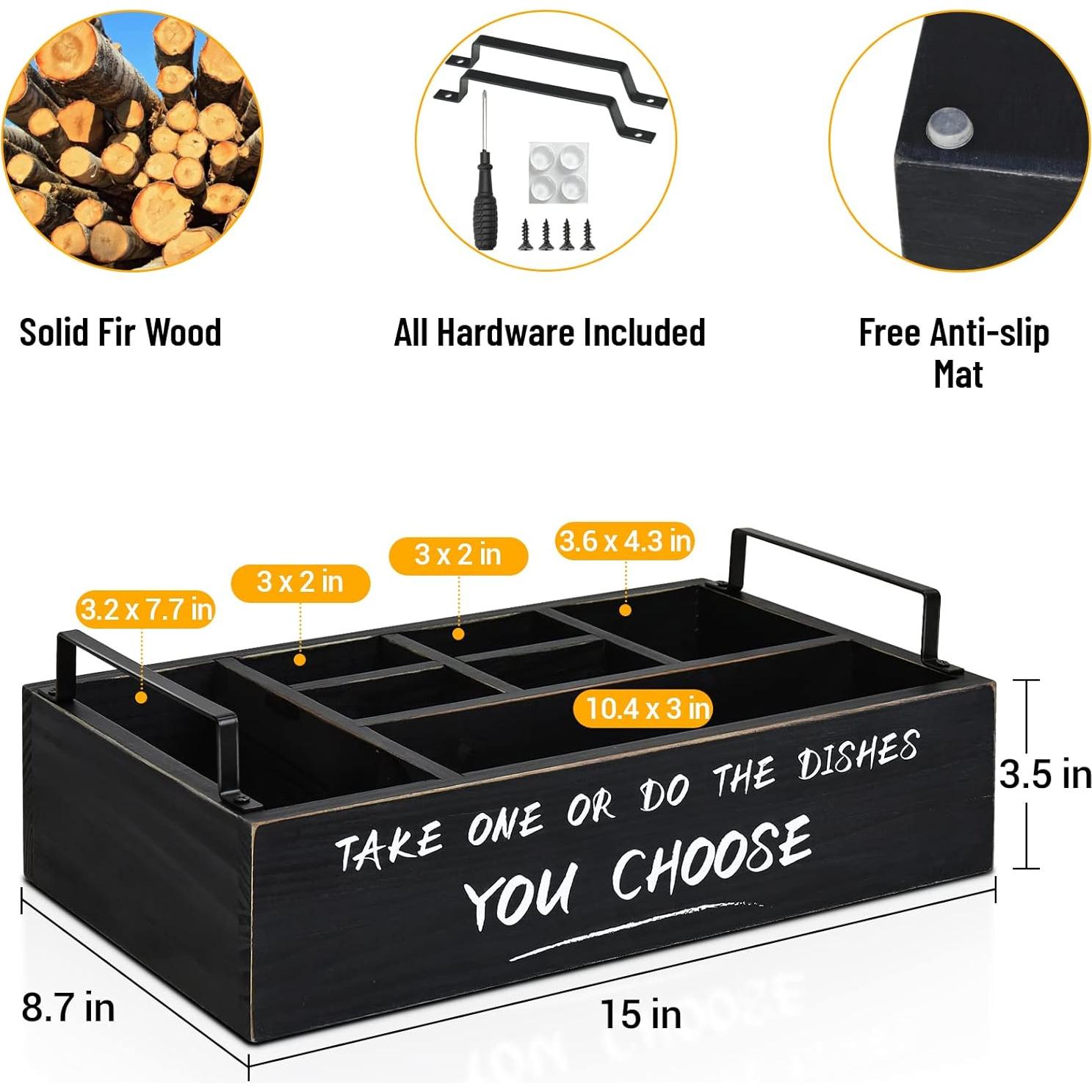 Dispensador de Platos de Papel Ameuphercy - Organizador de Utensilios de Madera