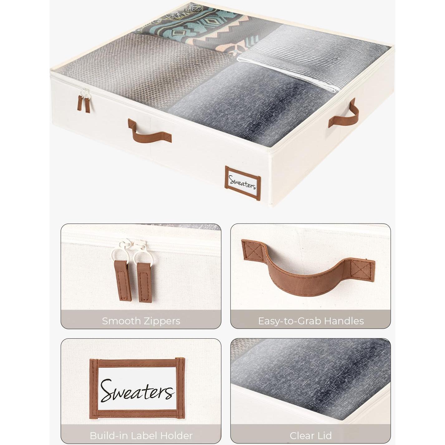 Caja de Almacenamiento Bajo la Cama StorageWorks Beige 76x71x15 cm - 2 Piezas