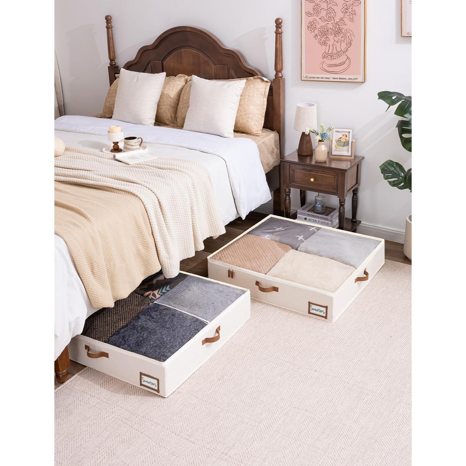 Caja de Almacenamiento Bajo la Cama StorageWorks Beige 76x71x15 cm - 2 Piezas