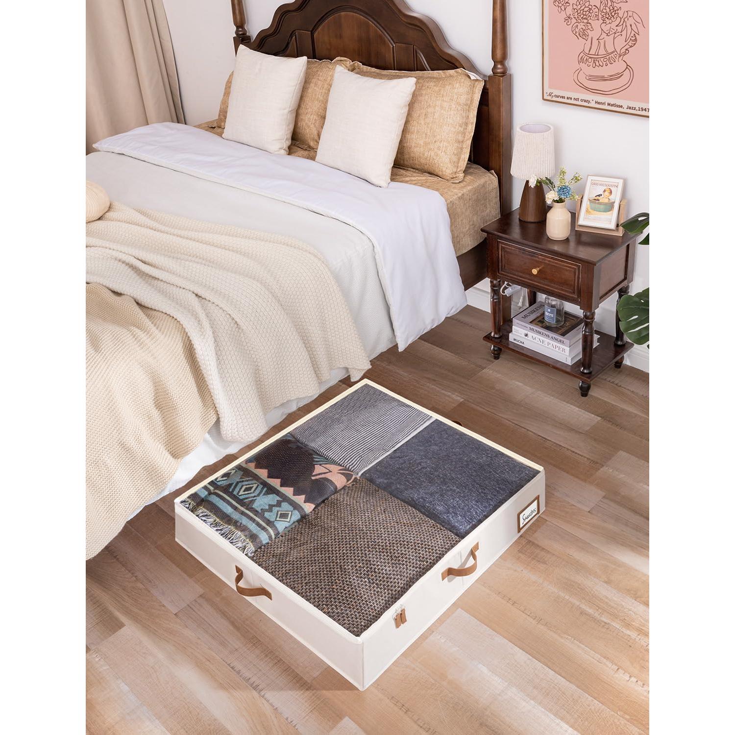 Caja de Almacenamiento Bajo la Cama StorageWorks Beige 76x71x15 cm - 2 Piezas