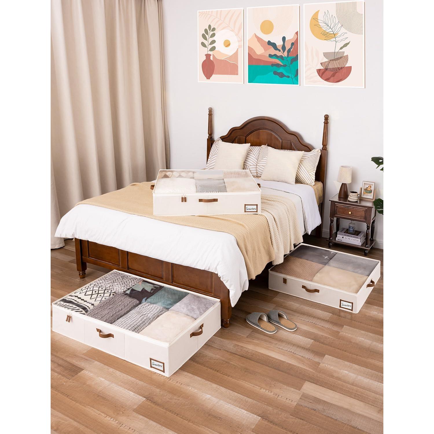 Caja de Almacenamiento Bajo la Cama StorageWorks Beige 76x71x15 cm - 2 Piezas