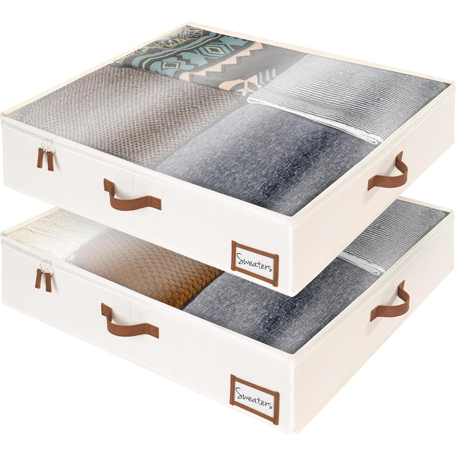 Caja de Almacenamiento Bajo la Cama StorageWorks Beige 76x71x15 cm - 2 Piezas