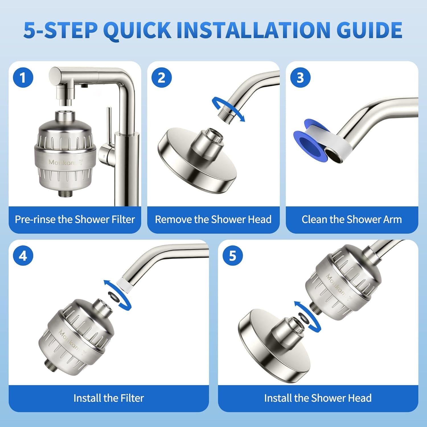 Filtro de Ducha Monkami HD-SF500 - Alta Presión, 2 Unidades