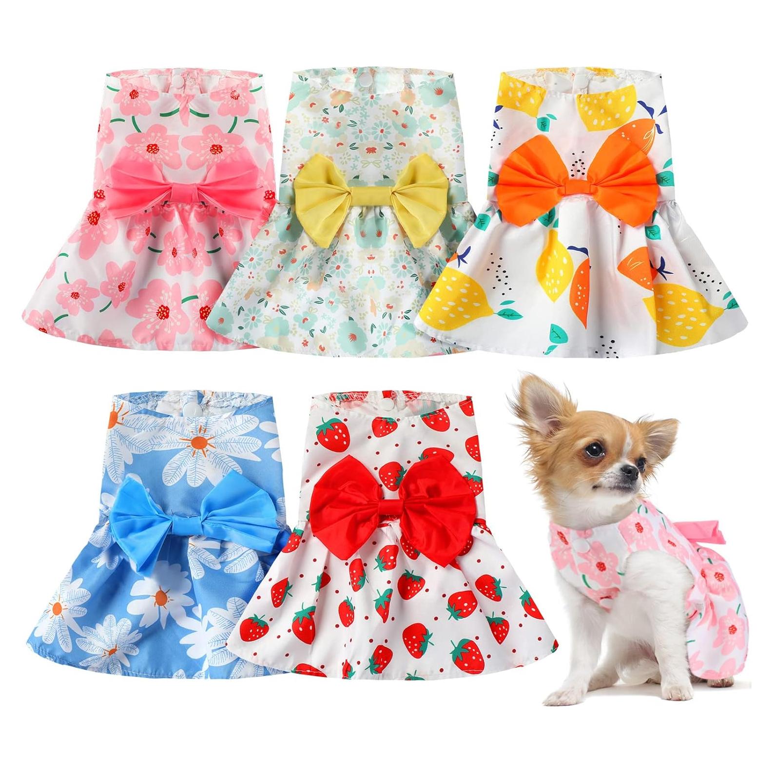 5 Piezas Ropa para Perros Saintrygo Vestidos Verano