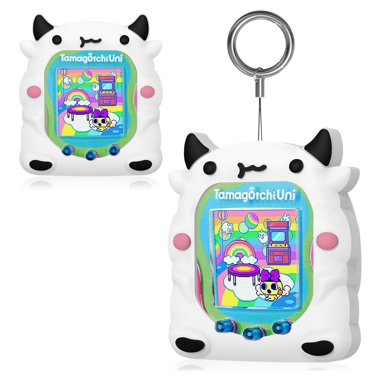 Funda de silicona BEARDDO para Tamagotchi Uni vaca blanca
