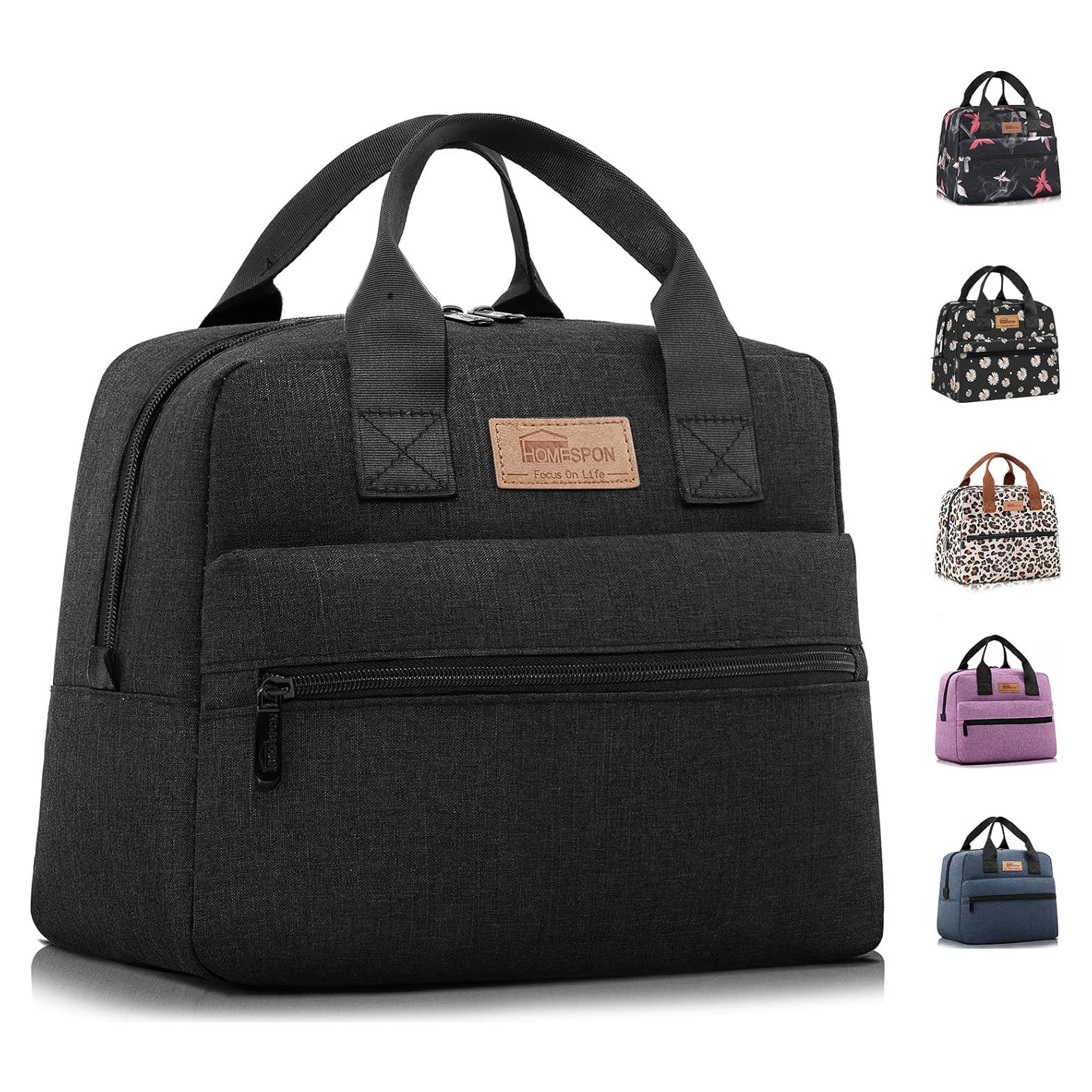 Bolsa de Almuerzo Aislada HOMESPON Negra 11L para Trabajo y Picnic