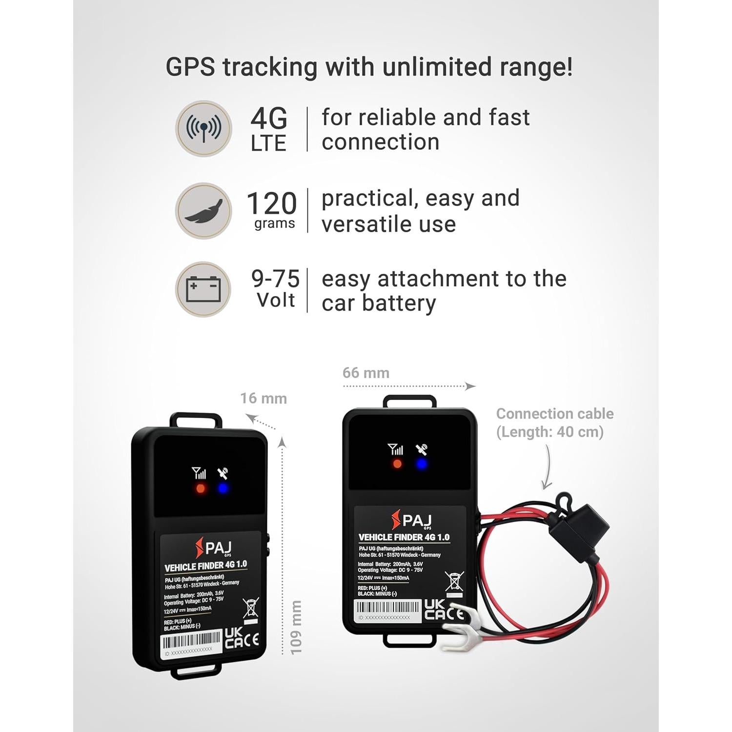 Localizador GPS PAJ 4G para Vehículos - Instalación Fácil