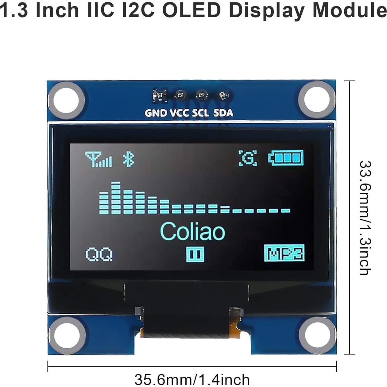 Módulo de Pantalla OLED 1.3" Coliao 128x64 IIC SSH1106 Azul