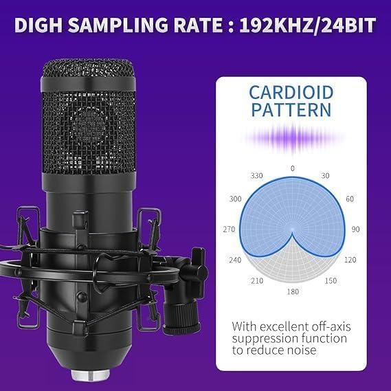 Micrófono USB Condensador Cardioide TOPUPHOE con Brazo Ajustable