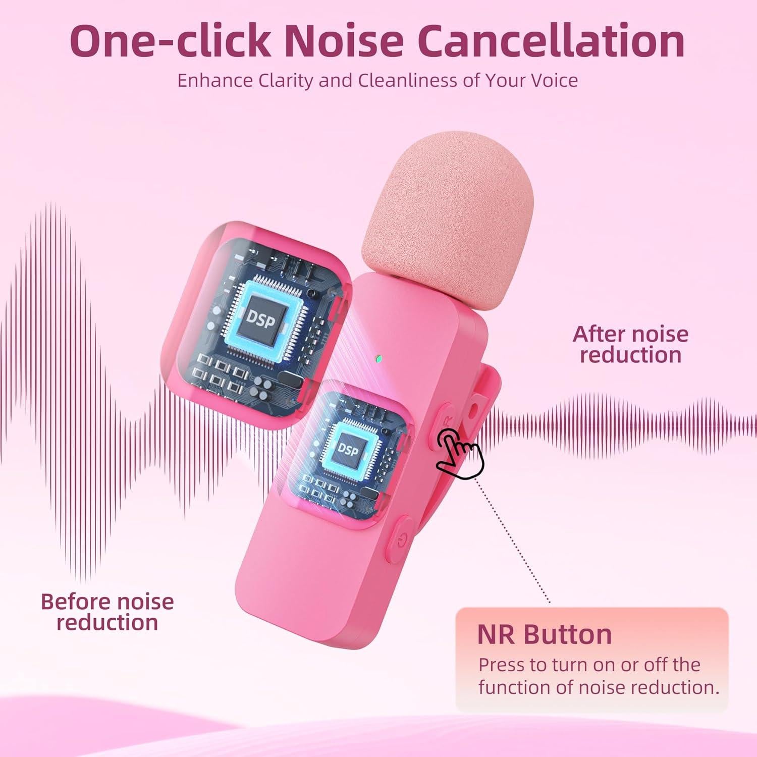 Micrófono Lavalier Inalámbrico BOYA BY-V10-P Tipo C Rosa