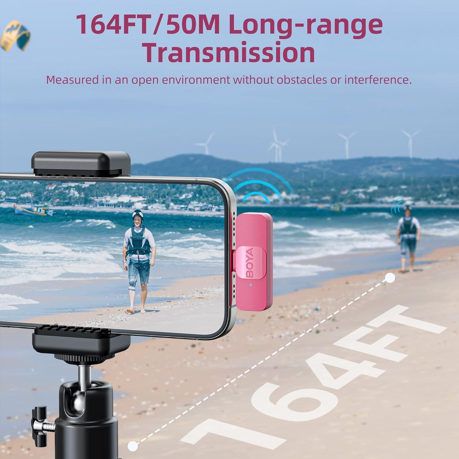 Micrófono Lavalier Inalámbrico BOYA BY-V10-P Tipo C Rosa