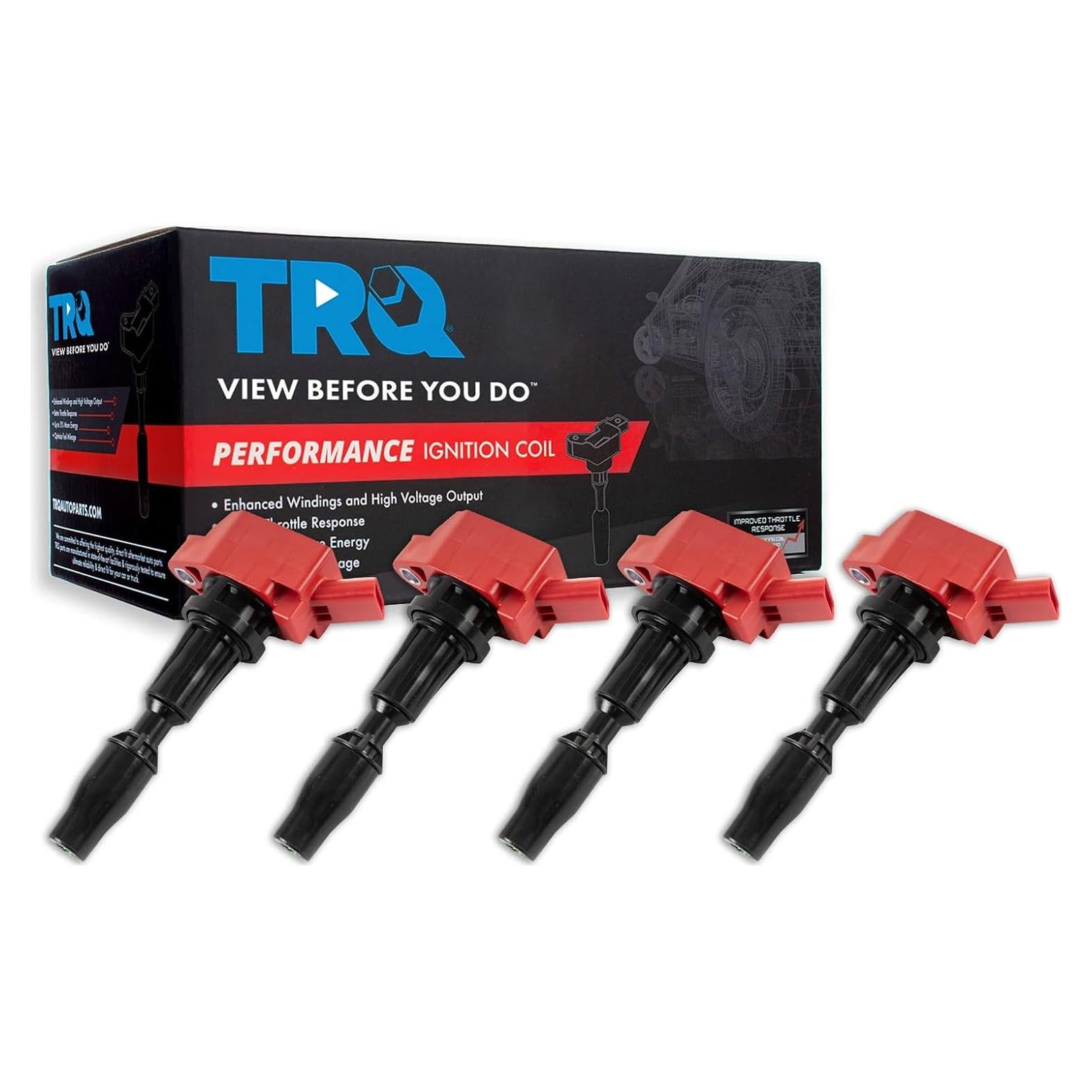 Juego de Bobinas de Encendido TRQ Rendimiento 4 Piezas Rojo
