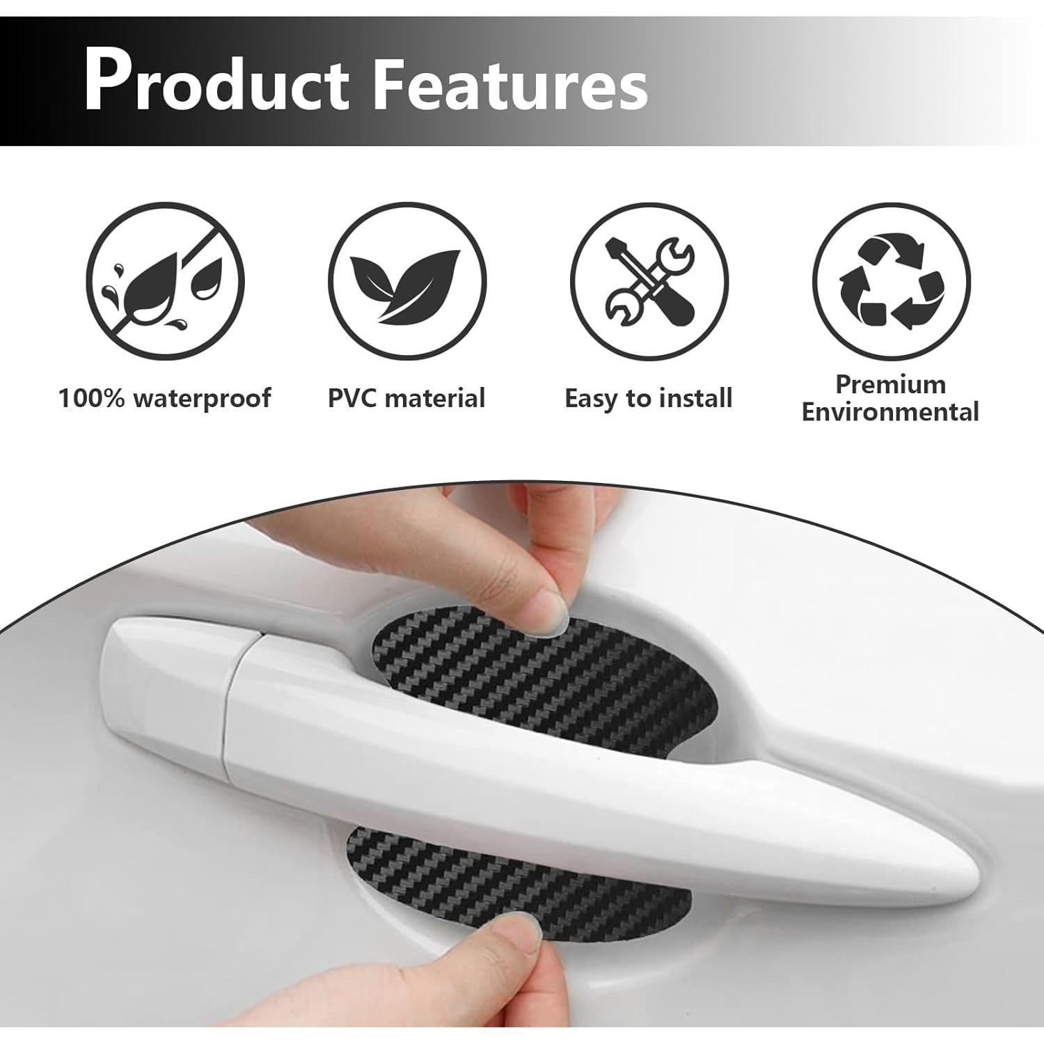 Calcomanías de Manija de Puerta Kewucn 4PCS Negro Universal