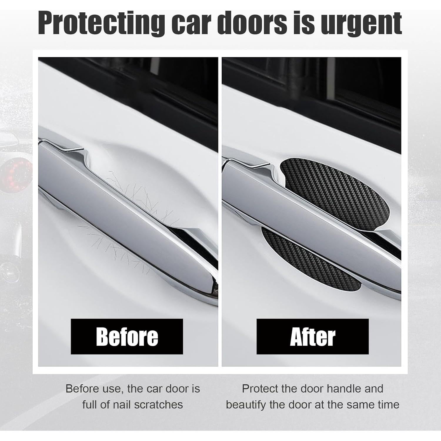 Calcomanías de Manija de Puerta Kewucn 4PCS Negro Universal