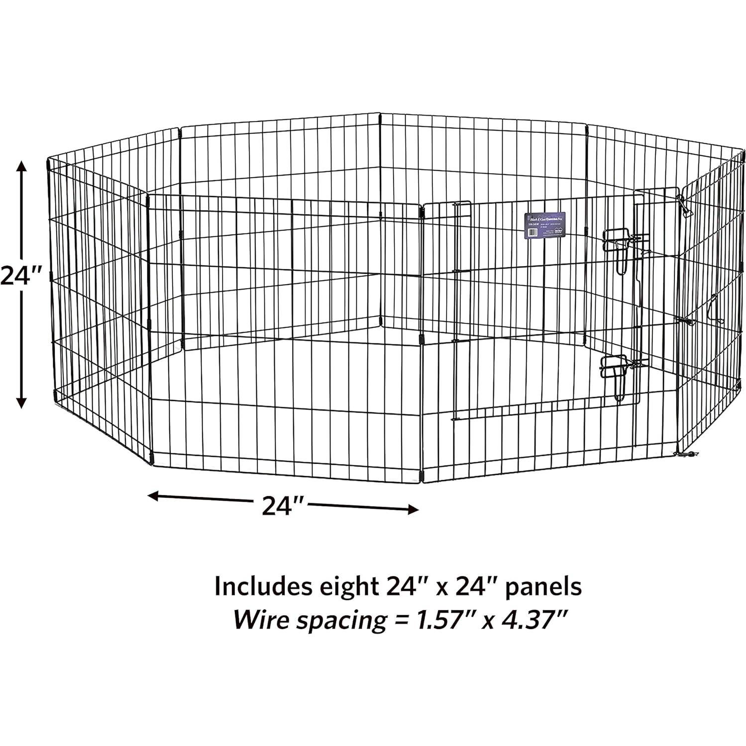 Pen de Ejercicio para Perros MidWest 24x24 Plegable Negro