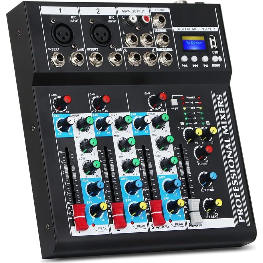 Mezclador DJ Portátil Depusheng HT4 4 Canales Bluetooth