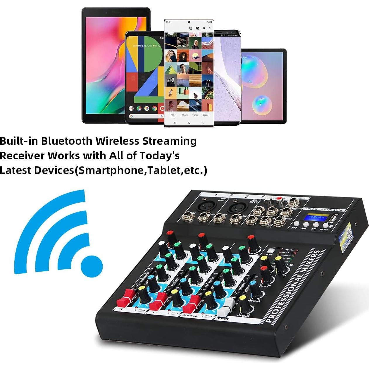 Mezclador DJ Portátil Depusheng HT4 4 Canales Bluetooth