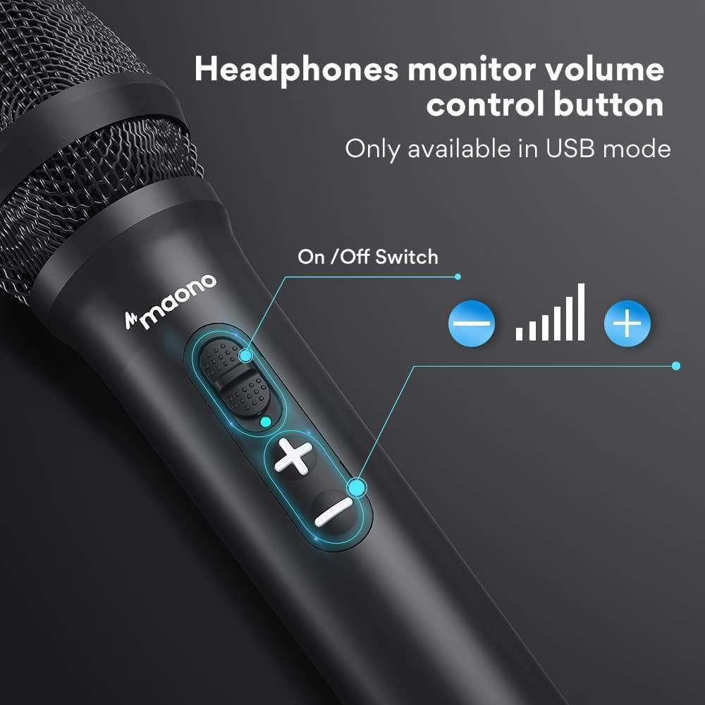 Micrófono Dinámico MAONO HD300T USB/XLR con Soporte y Filtro