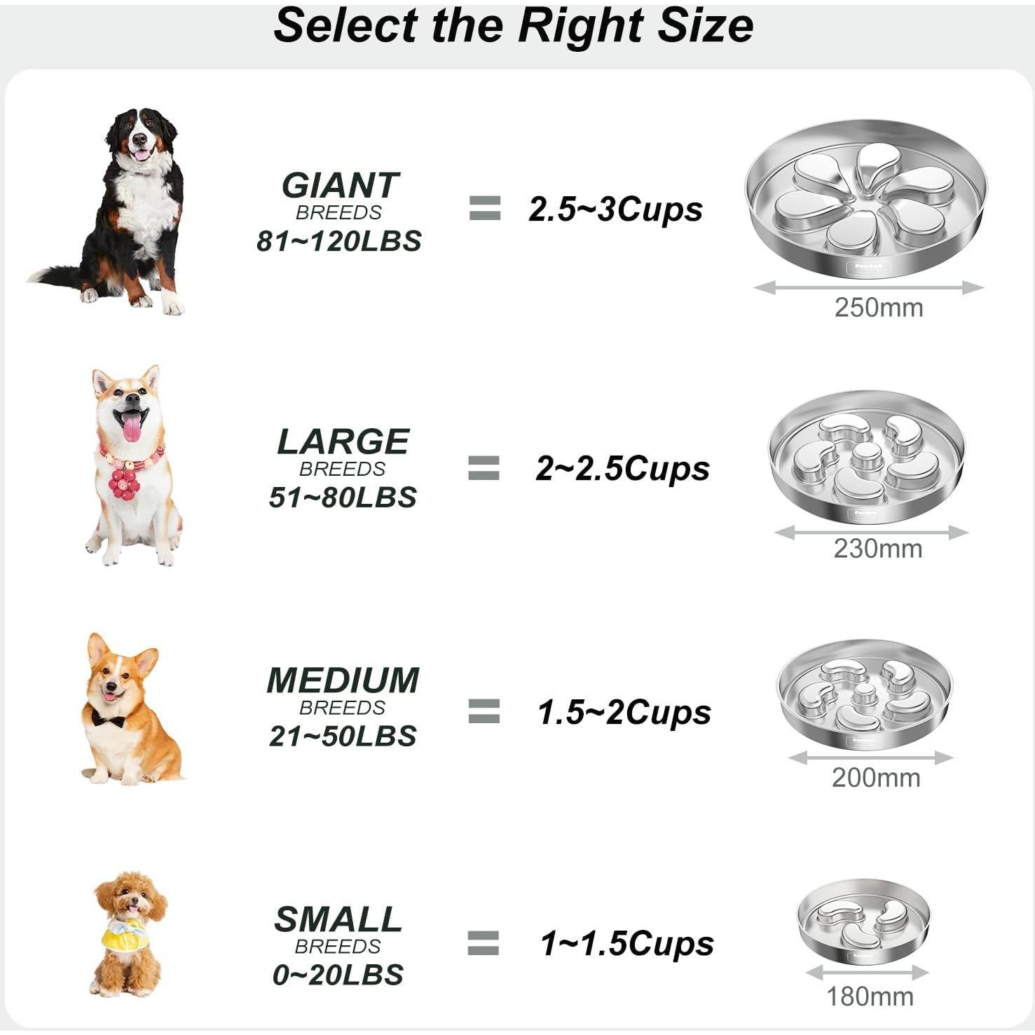 Cuenco para Perros Feedoo 3 Tazas Acero Inoxidable Antideslizante