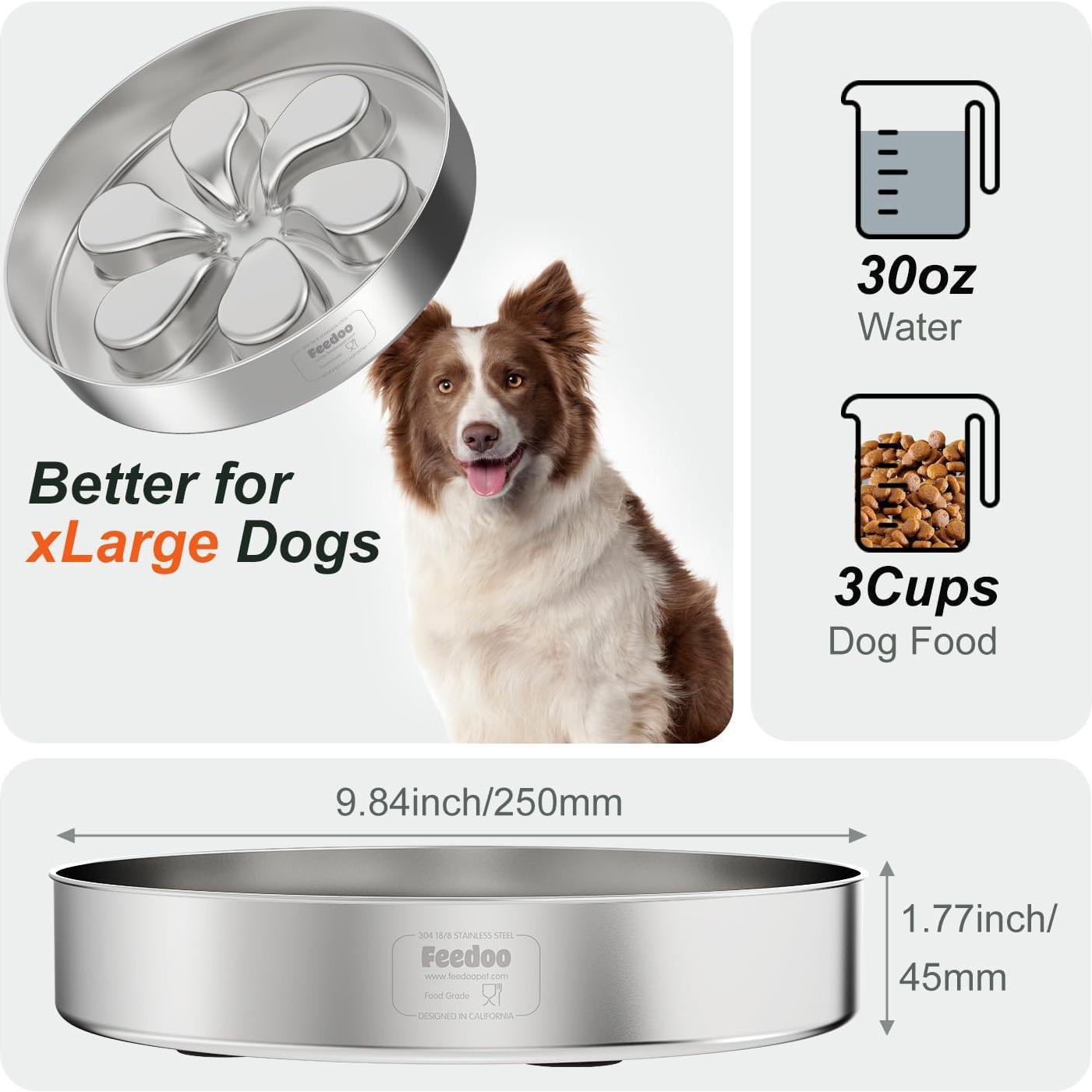 Cuenco para Perros Feedoo 3 Tazas Acero Inoxidable Antideslizante