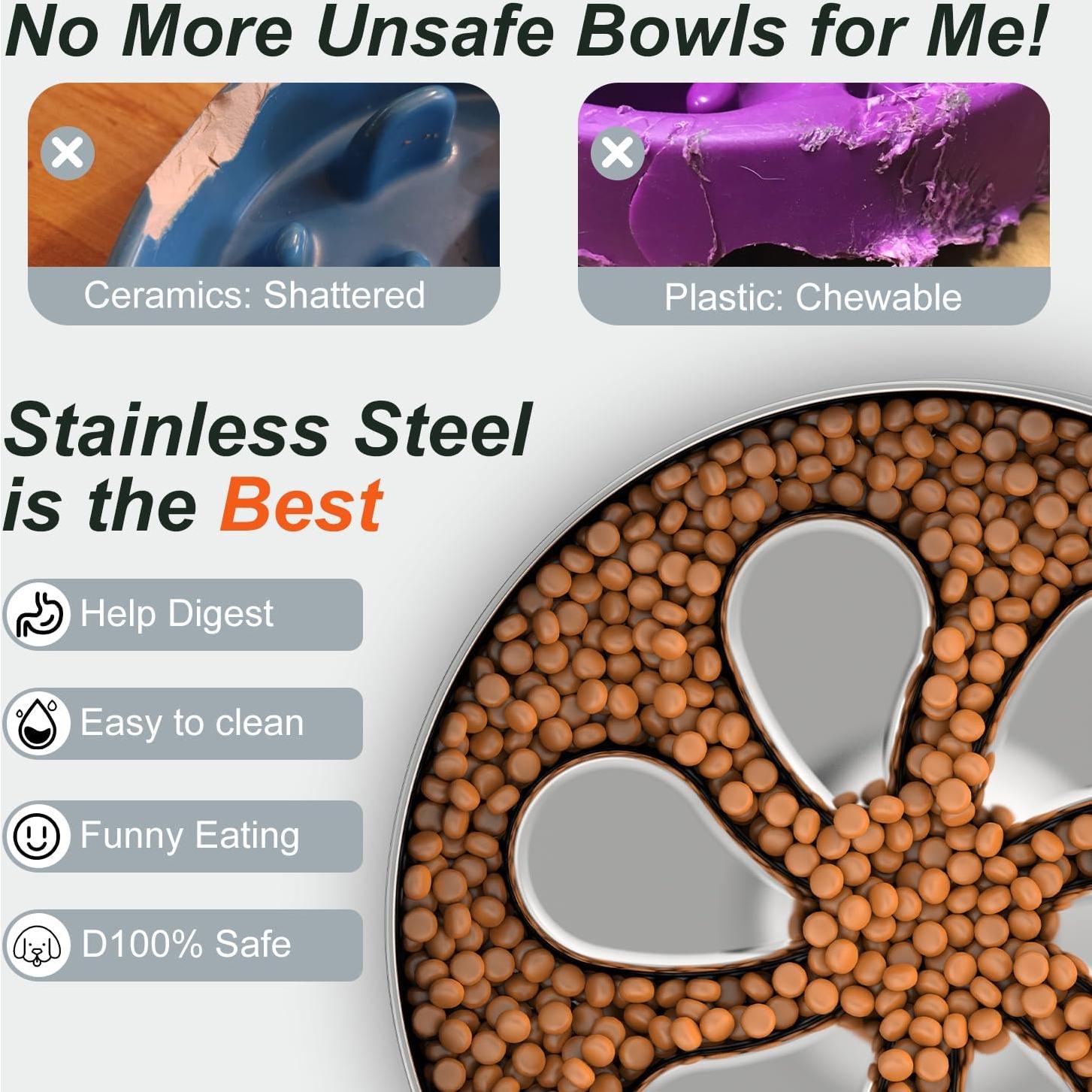 Cuenco para Perros Feedoo 3 Tazas Acero Inoxidable Antideslizante