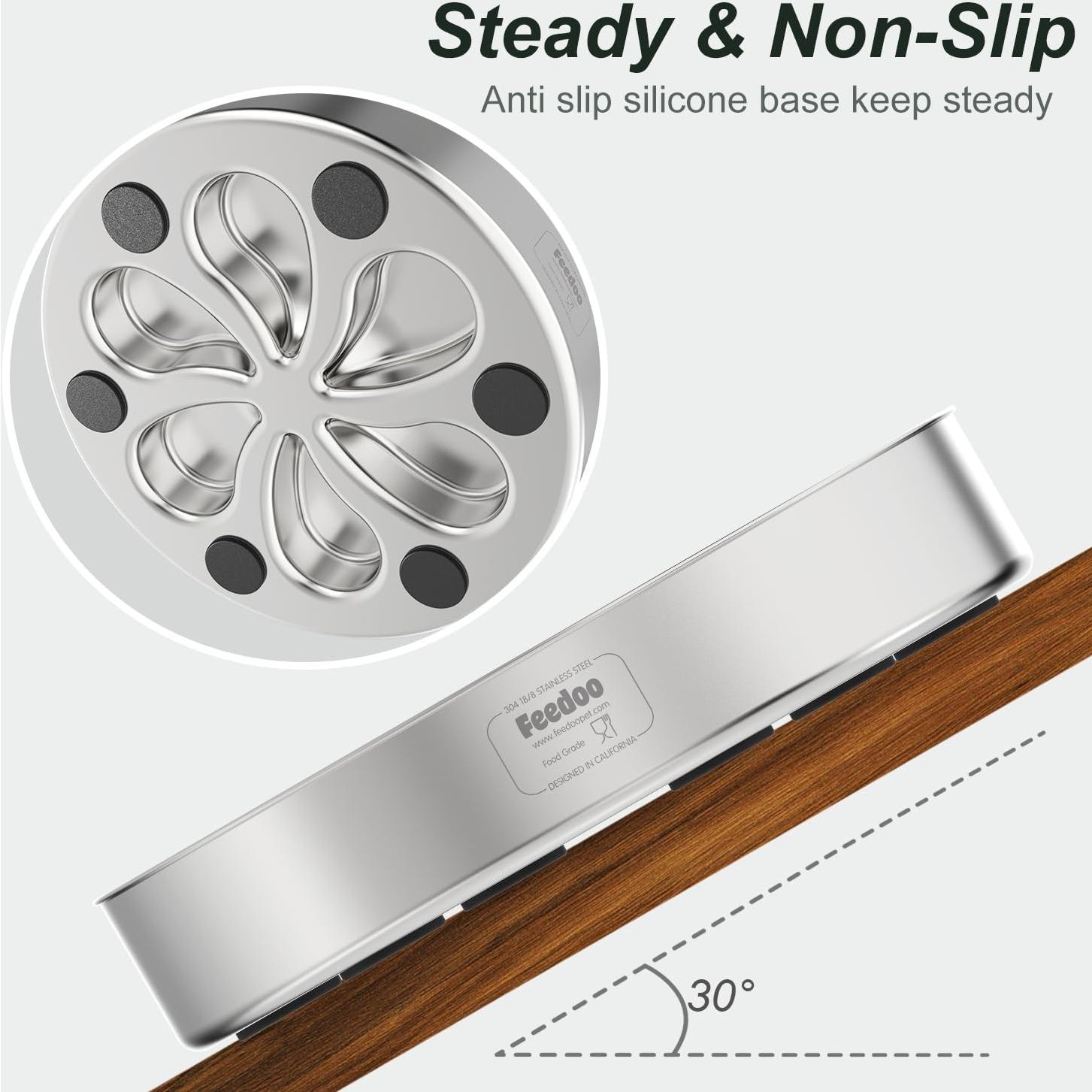 Cuenco para Perros Feedoo 3 Tazas Acero Inoxidable Antideslizante