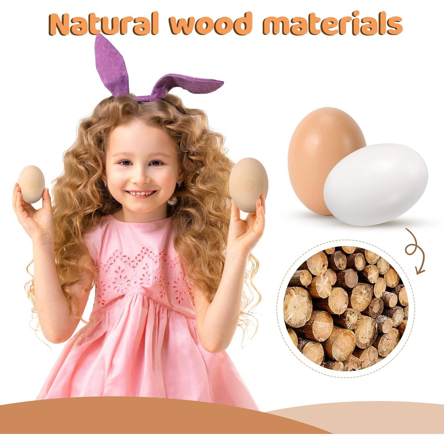 Huevos Falsos de Madera Marrones Santiccipa - 10 Piezas para Manualidades