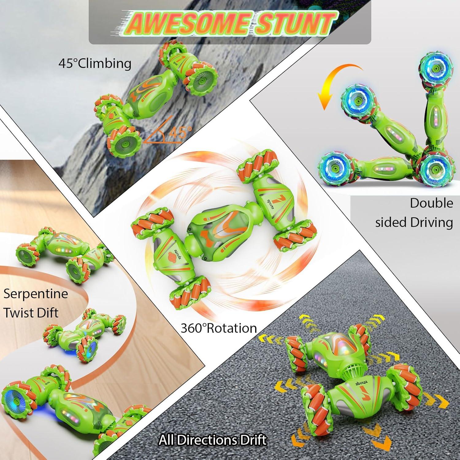 Coche Acrobático RC Nicella JC011 4WD Verde con Luz y Música