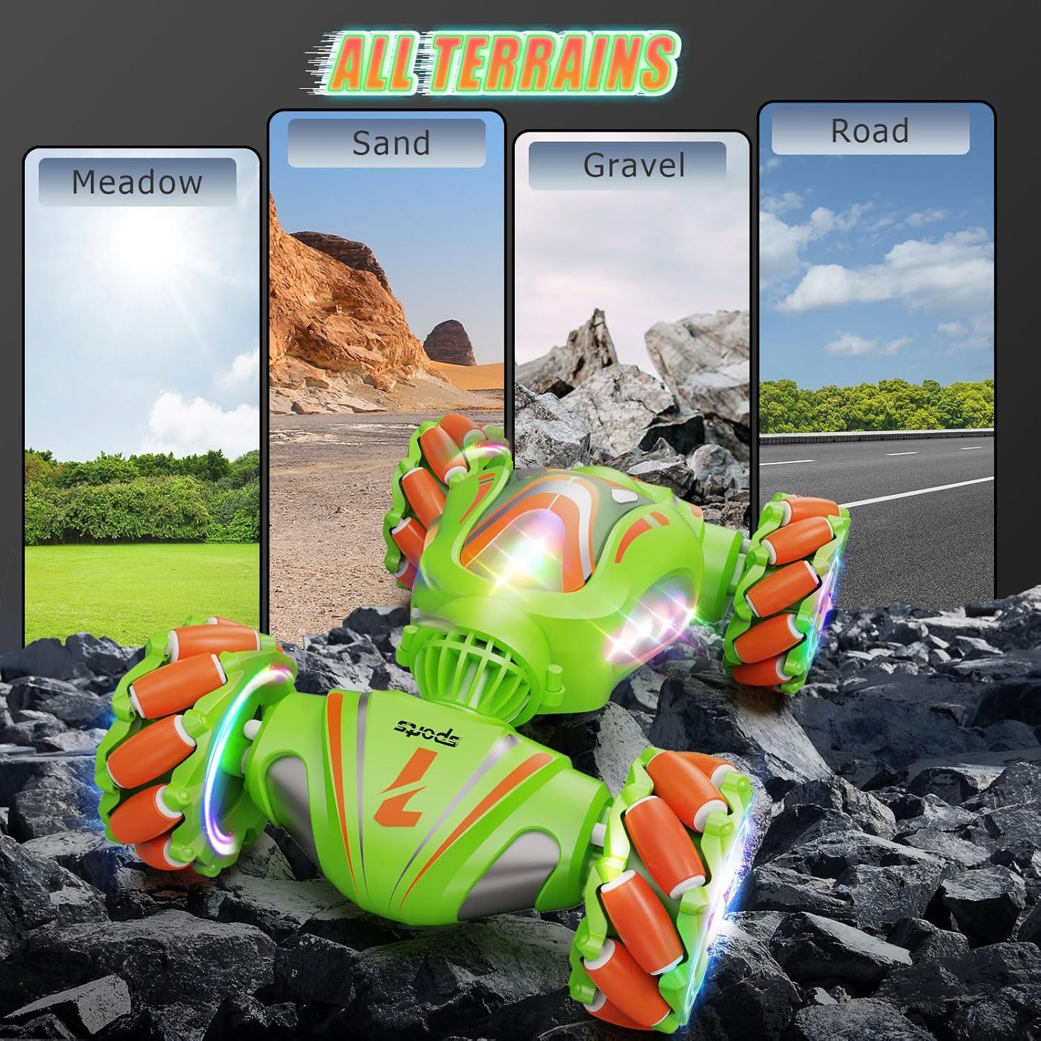 Coche Acrobático RC Nicella JC011 4WD Verde con Luz y Música