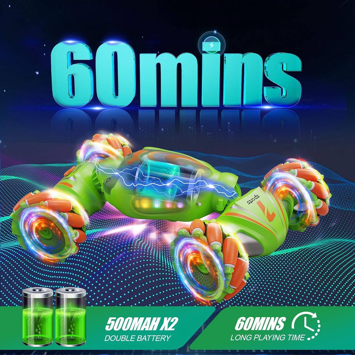 Coche Acrobático RC Nicella JC011 4WD Verde con Luz y Música