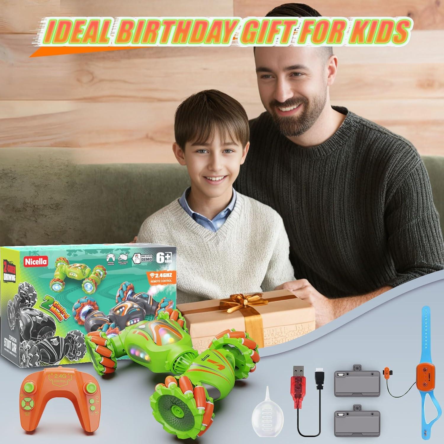 Coche Acrobático RC Nicella JC011 4WD Verde con Luz y Música