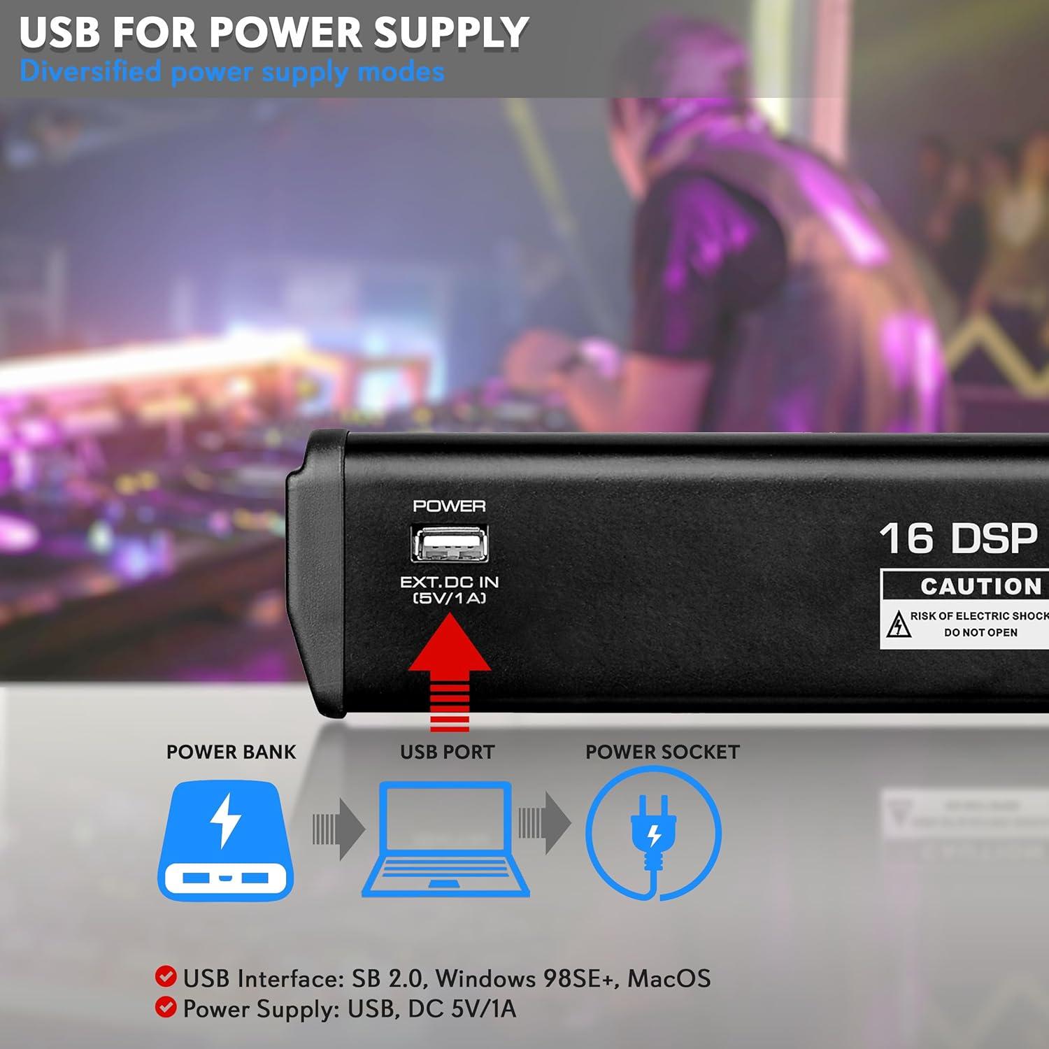 Mezclador de Audio Pyle PMX466 6 Canales USB con Efectos