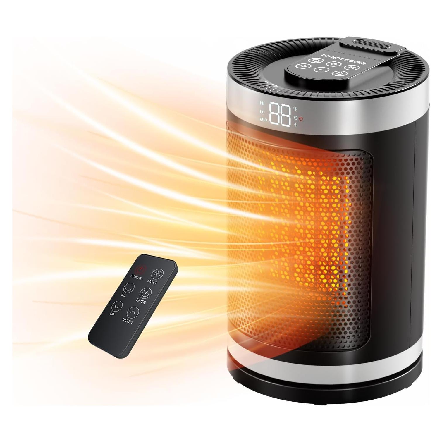 Calentador Eléctrico Portátil Feculs 1500W PTC con Control Remoto