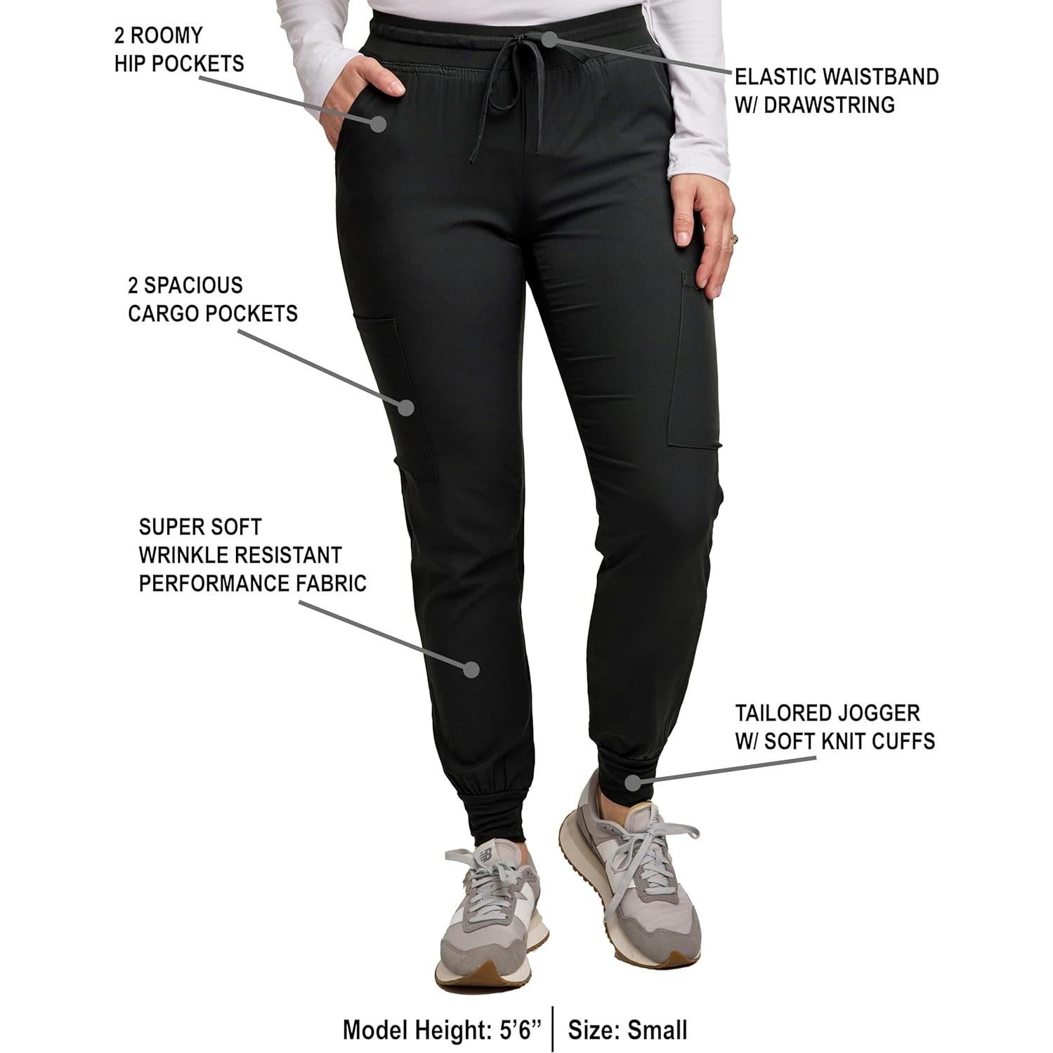 Pantalón Jogger Scrub Green Town Mujeres 4 Bolsillos Negro