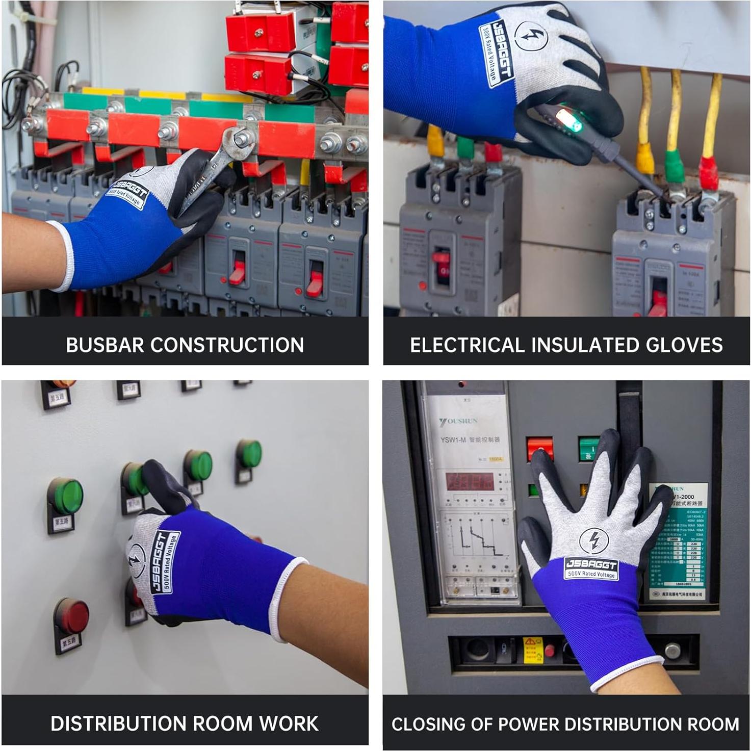 Guantes Aislantes Eléctricos JSBAGGT 500V Antideslizantes