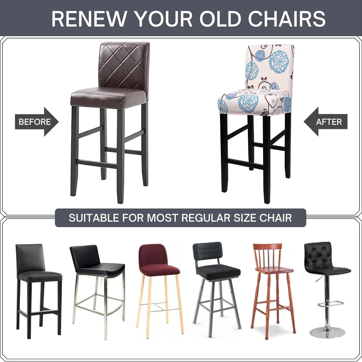 Conjunto de 4 fundas elásticas SearchI para taburetes Flor de bola