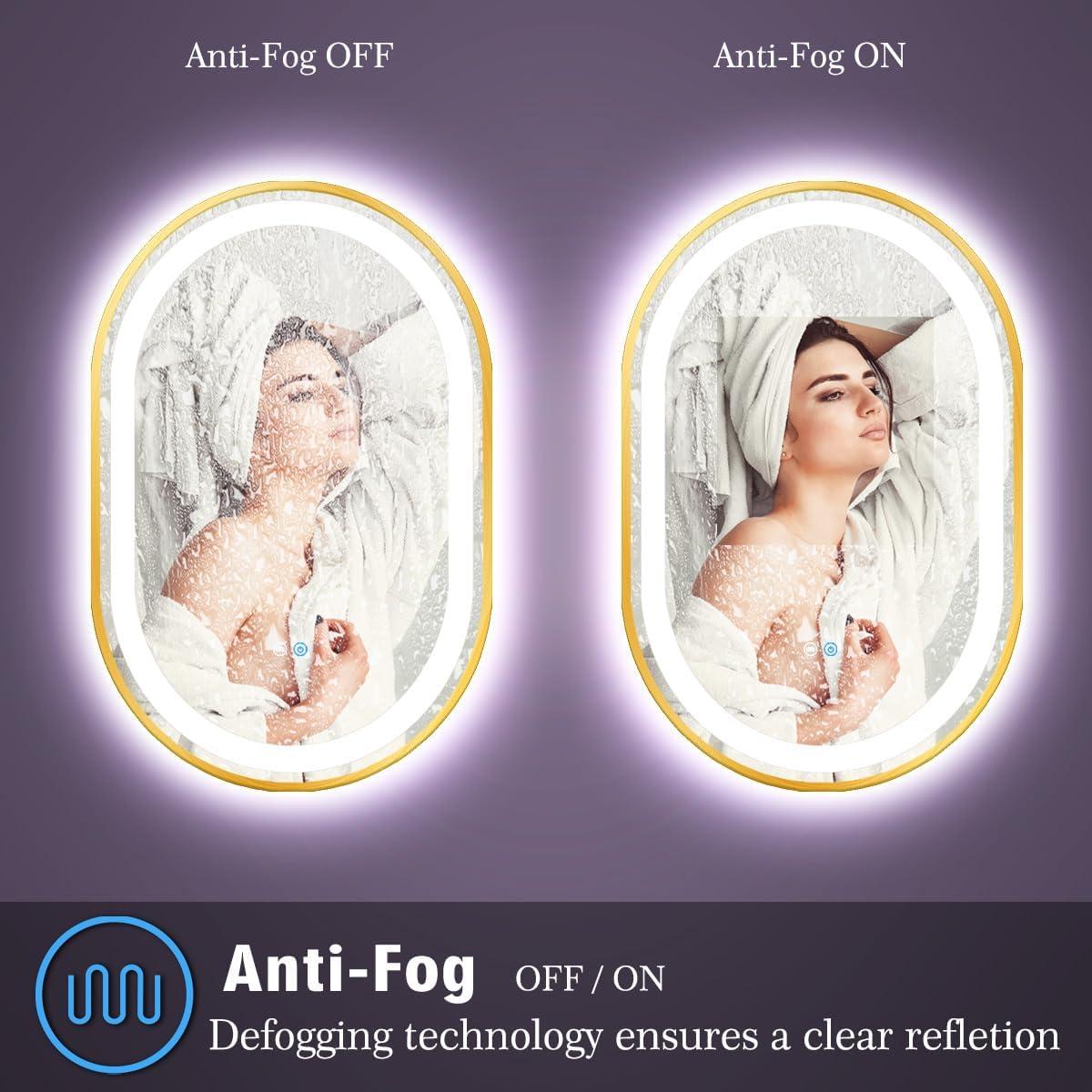 Espejo LED Ovalado TiliKuly 80 x 50 cm Dorado Regulable