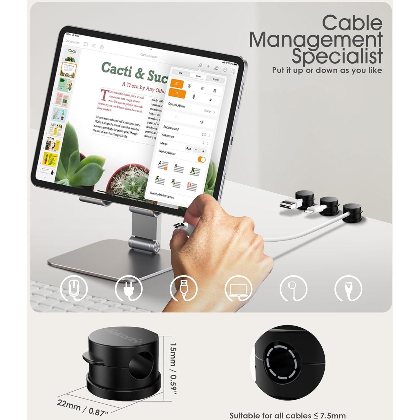 Organizadores de Cables Magnéticos Nearockle - Paquete de 8, Negro