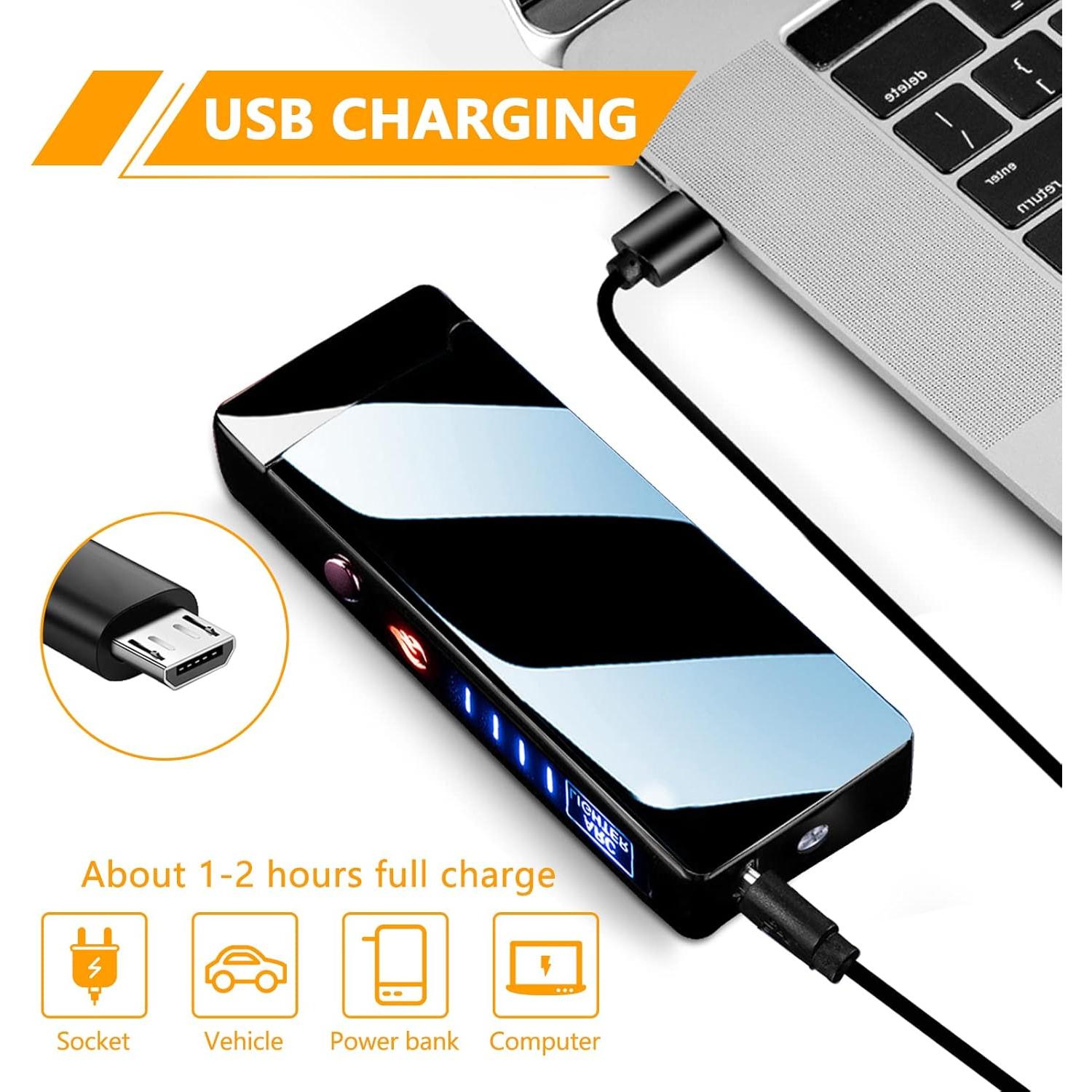 Encendedor Arc GADATOP Recargable a Prueba de Viento Negro