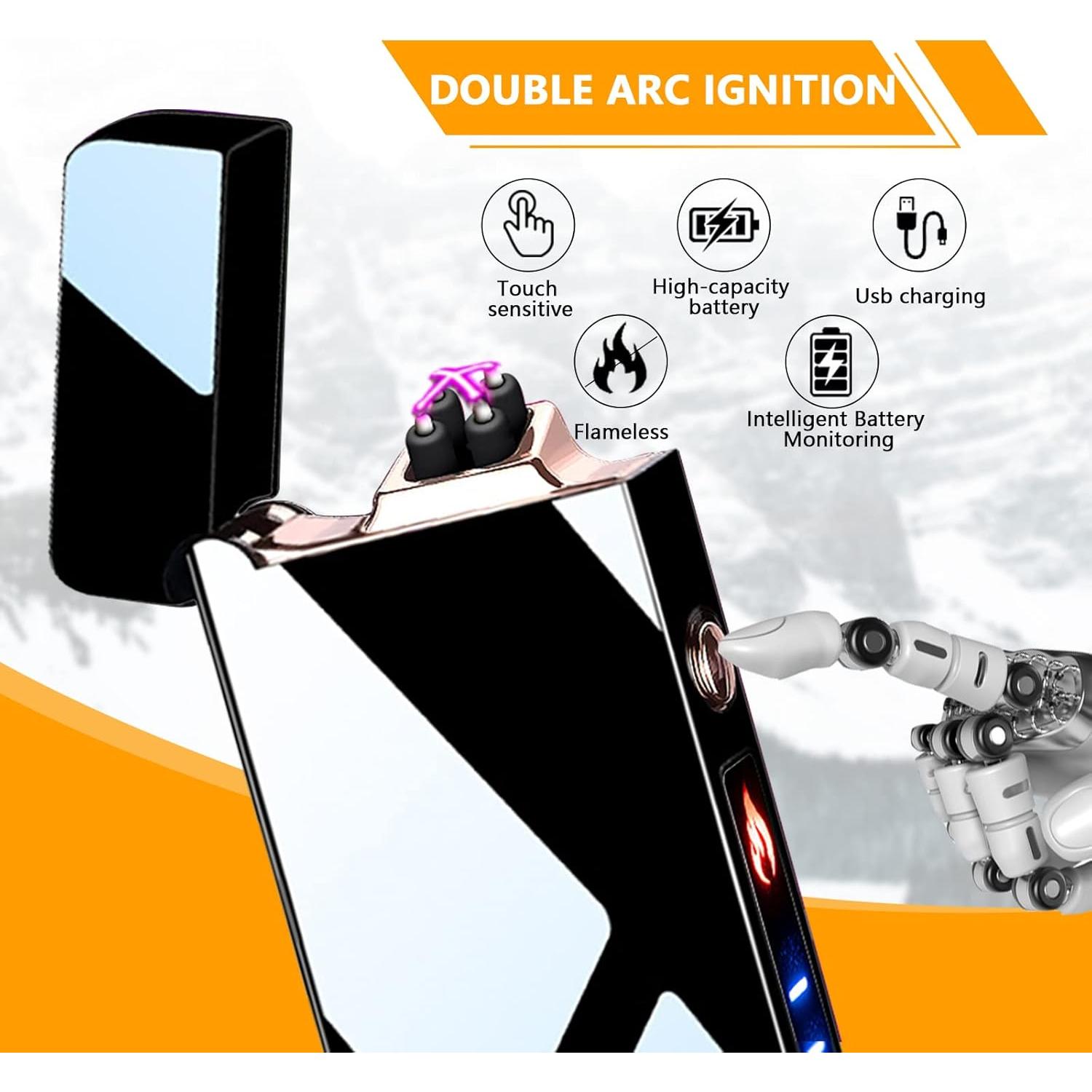 Encendedor Arc GADATOP Recargable a Prueba de Viento Negro