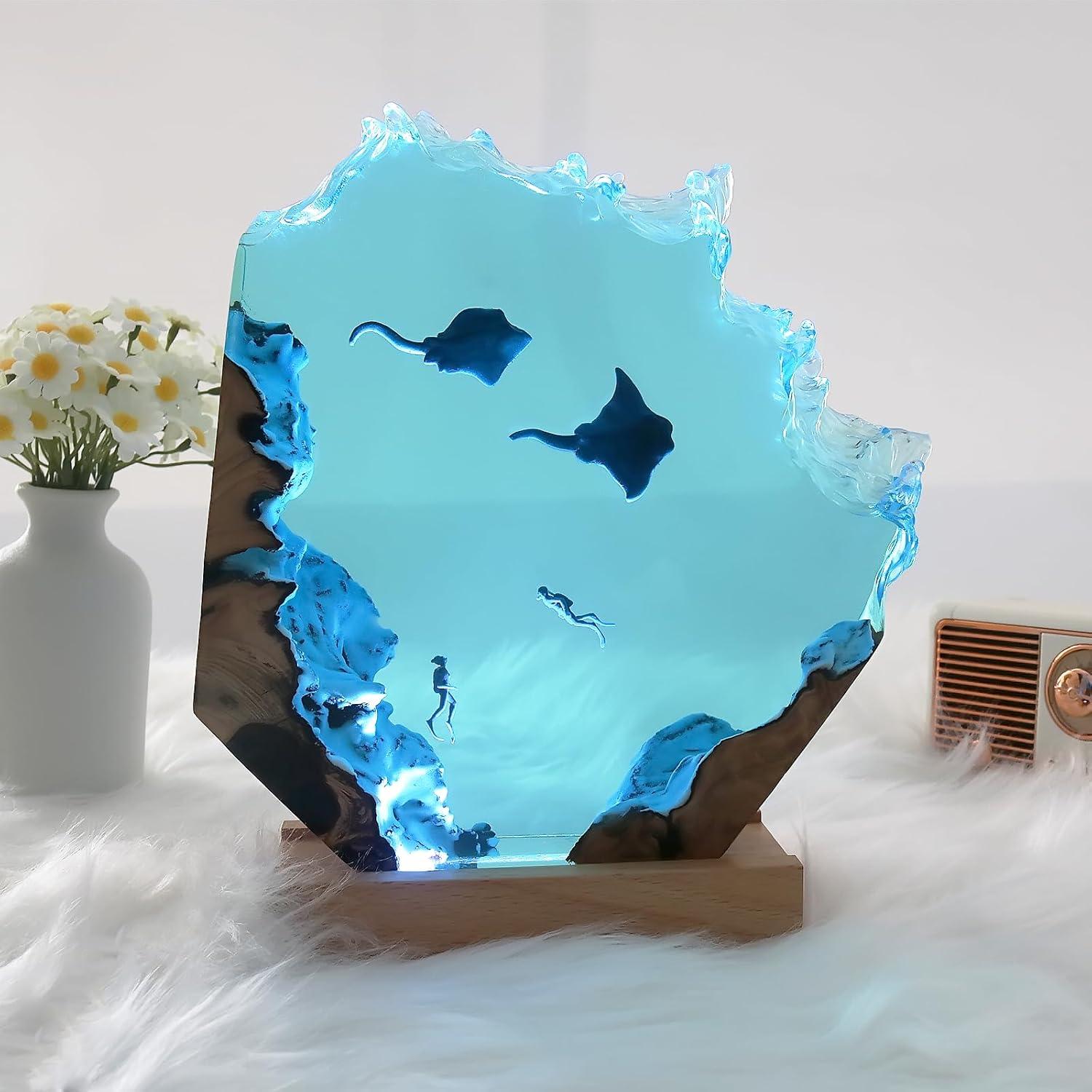 Lámpara de Resina Epóxica Delifish & Divers 36.83x23.50cm