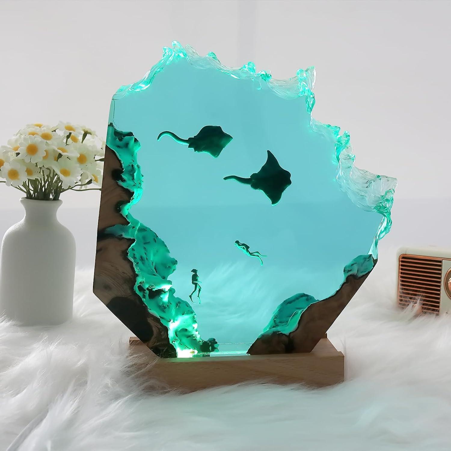 Lámpara de Resina Epóxica Delifish & Divers 36.83x23.50cm