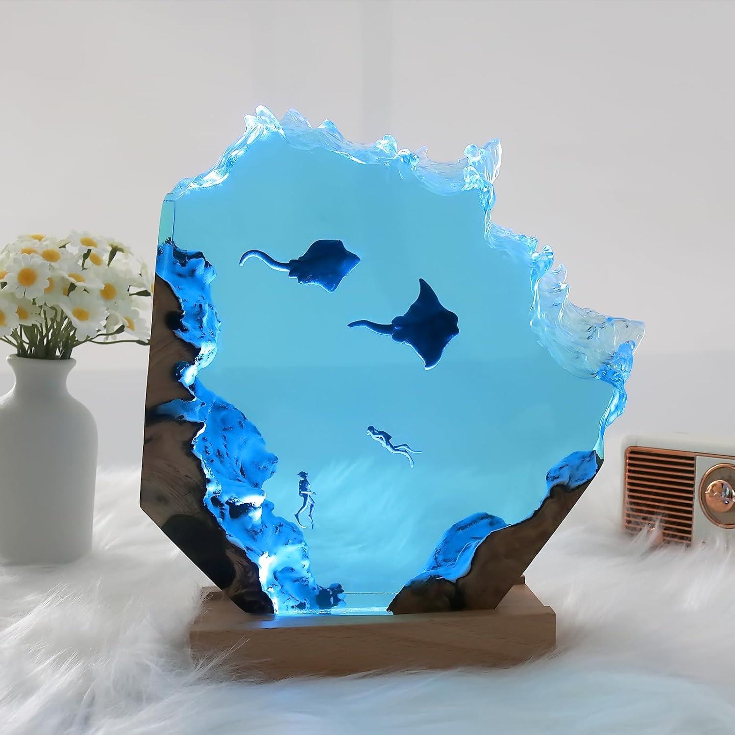 Lámpara de Resina Epóxica Delifish & Divers 36.83x23.50cm